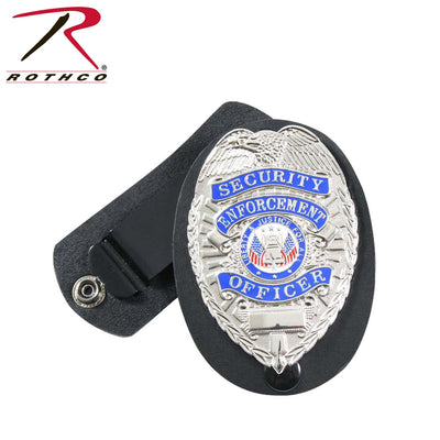 Rothco Leather Clip-On Badge Holder with Swivel Snap