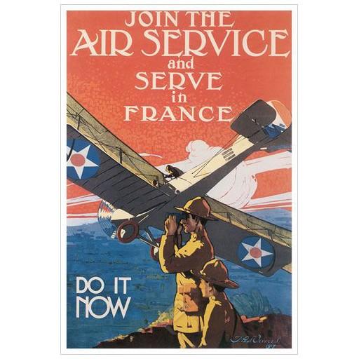 Poster - Join The Air Service And Serve In France - 1917 - Giclee Print on Photo Paper